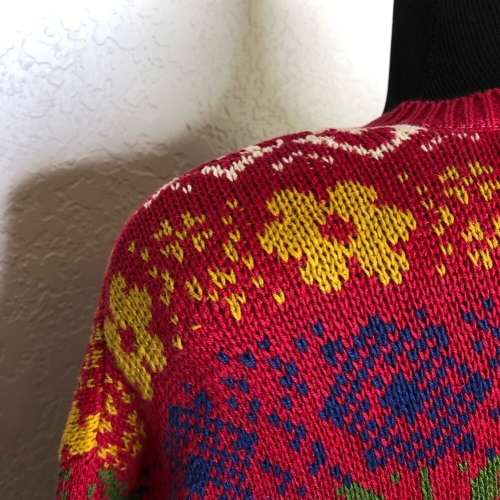 Vintage Northern Isles red heart floral knit button down cardigan size Large - Picture 15 of 16